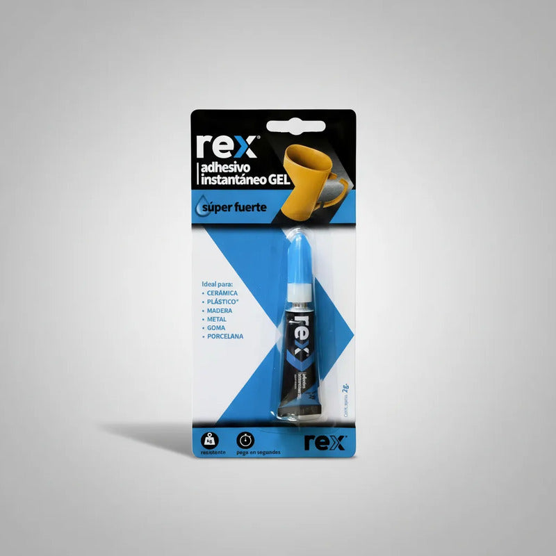 Adhesivo Instantáneo Gel Rex 2g Pega En Segundos Azul