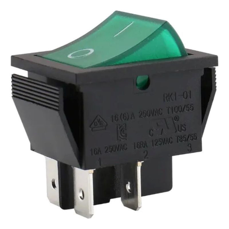 Interruptor Cuadrado Verde 4 Pines