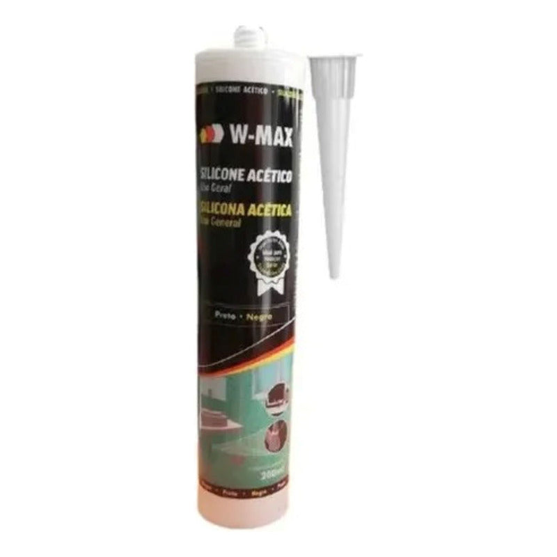 Silicona Acética 280 Ml Color Negro W-max