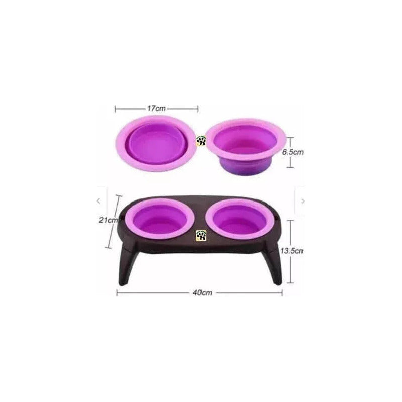 Plato Doble Plegable, Para Mascota, Bebedero Y/o Comedero