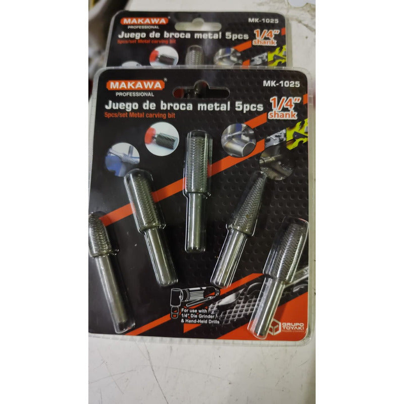 Set Juego 5 Brocas Escofina Para Metal 1/4 Max 20.000 Rpm