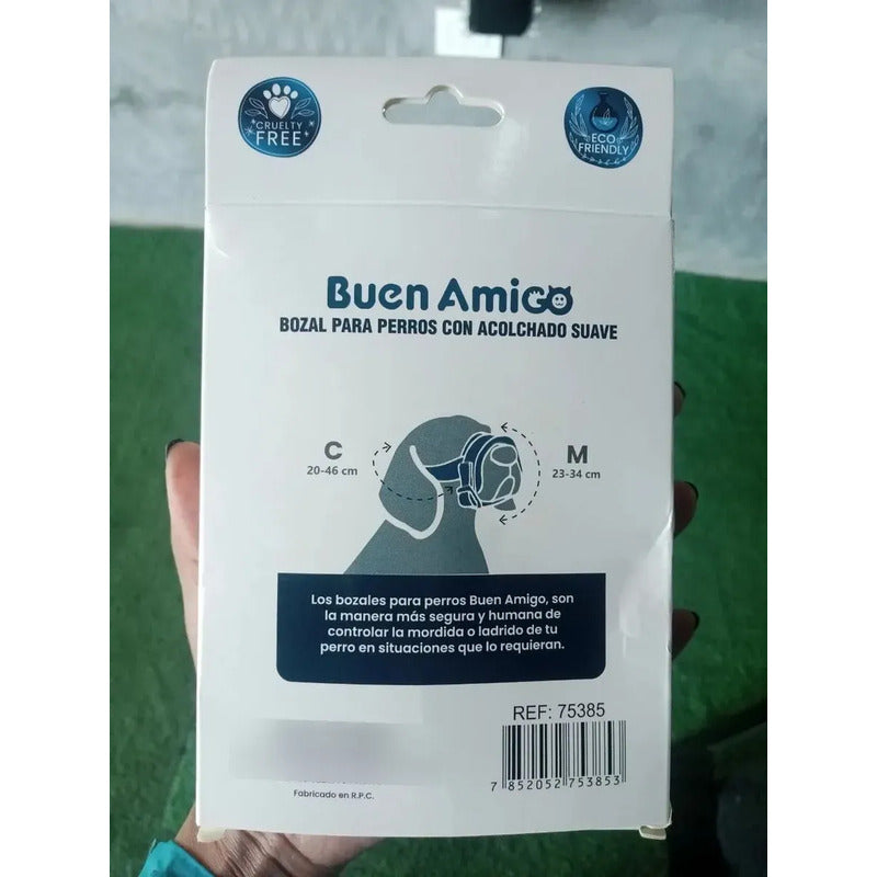Bozal Para Perro Acolchado Suave Con Correa Ajustable Negro-variado Talla M