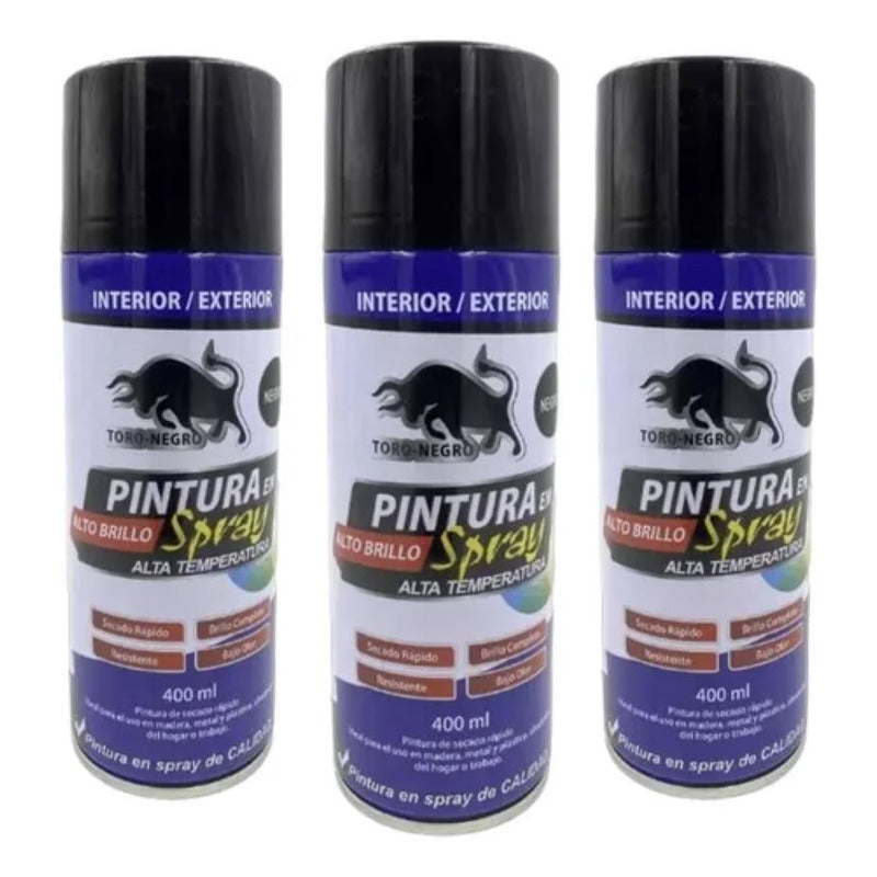 Pintura Spray Alta Temperatura 400ml Color Negro