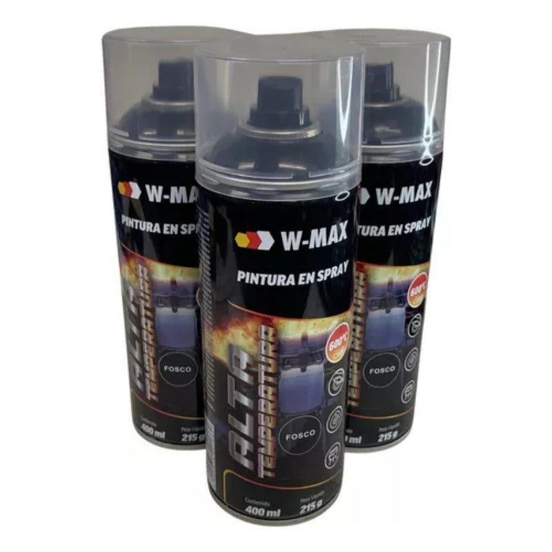 Pintura Spray Alta Temperatura Wmax Wurth 600° Negro Mate