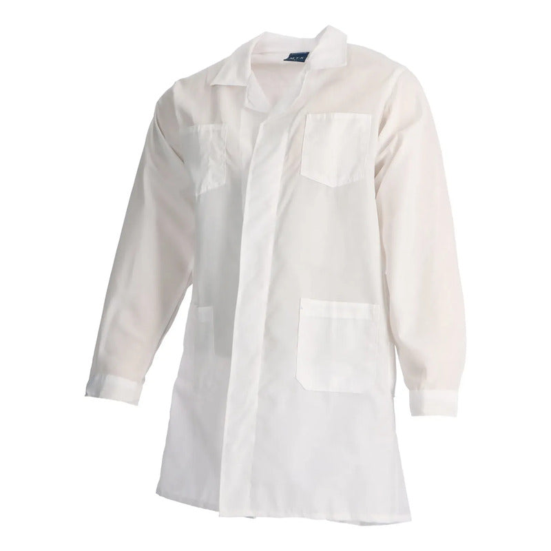 Cotona Poplin Blanca Gruesa Delantal Laboratorio Hombre. Blanco M
