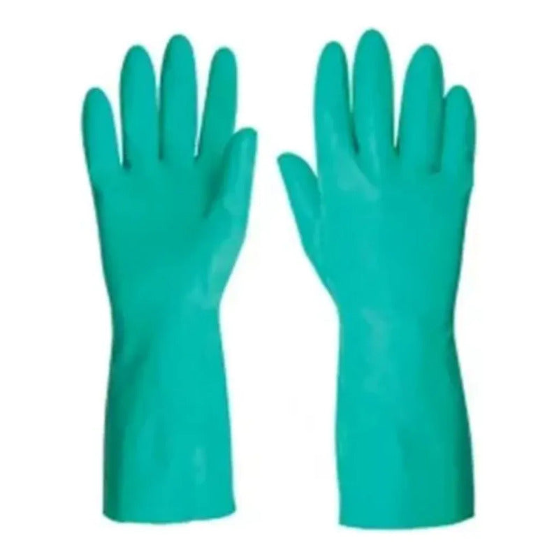 Guantes De Nitrilo Flocados Verde Claros Talla 7