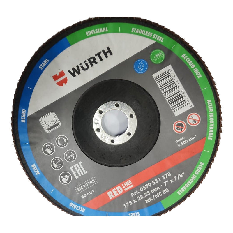 Disco Traslapado Grano 80 W-max Wurth 7 X 7/8