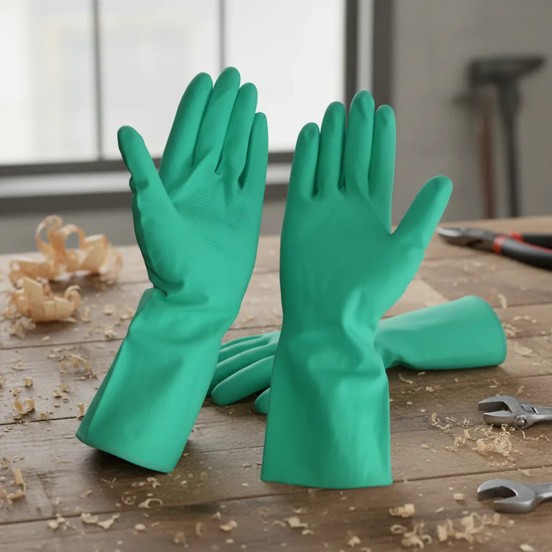 Guante De Nitrilo Flocado Verde Talla 8 Verde