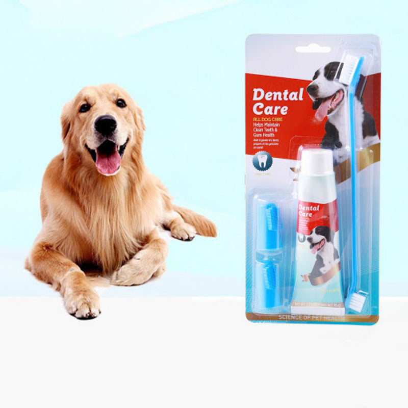 Crema Dental Mascota + Cepillo Dental + 2 Dedal Perro Y Gato