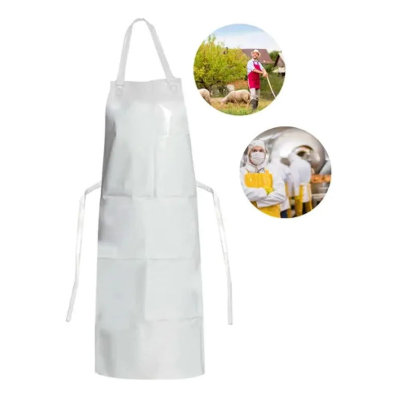 Coleto Pechera Pvc Doble Faz Delantal Trabajo Protector Blanco Lisa