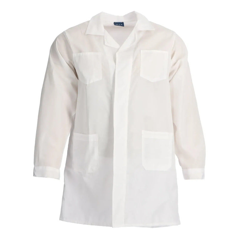 Cotona Poplin Blanca Gruesa Delantal Laboratorio Hombre. Blanco S
