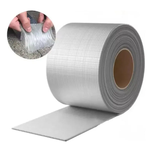 Cinta De Aluminio Para Tapa Goteras De 100mm X 10 Mts Plateado