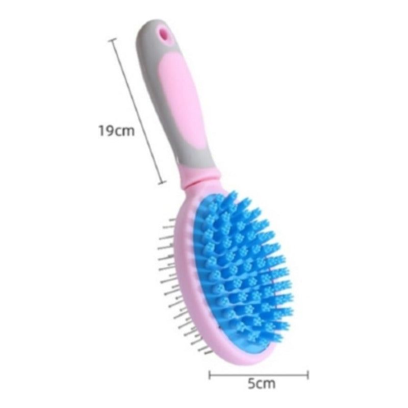 Cepillo Doble Cara Cerdas De Goma Y Metalicas Para Perros