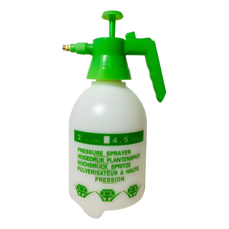 Pulverizador Manual De 2 Litros Con Boquilla Ajustable Y Bomba Para Jardín Blanco