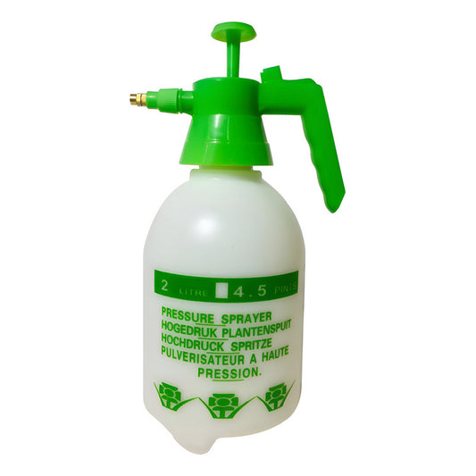 Pulverizador Manual De 2 Litros Con Boquilla Ajustable Y Bomba Para Jardín Blanco