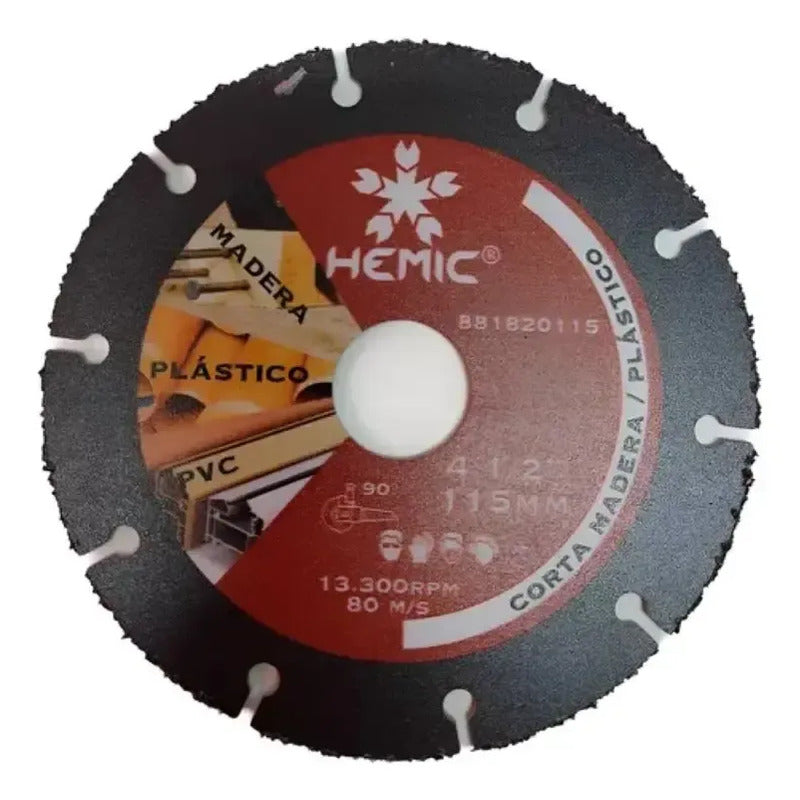Disco Corta Madera/plastico 115mm Hemic Bordó Negro