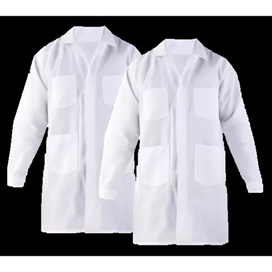 Pack 2 Cotona Poplin Blanca Delantal Laboratorio Bata.