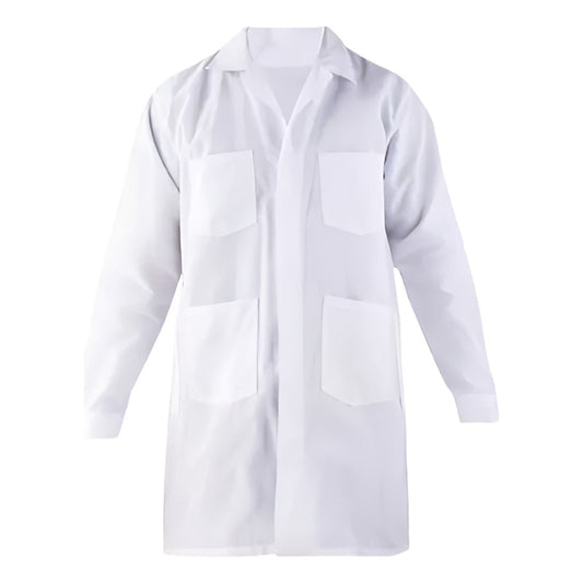 Cotona Poplin Blanca Delantal Laboratorio Bata.