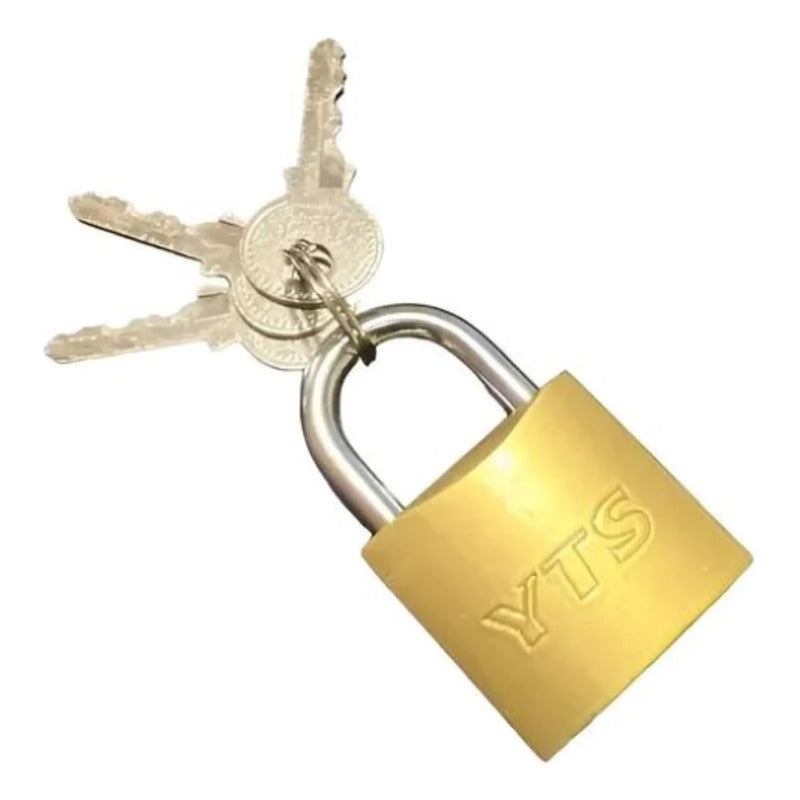 Candado De Seguridad 25mm Yts 3 Llaves Oferta 2x1 Dorado