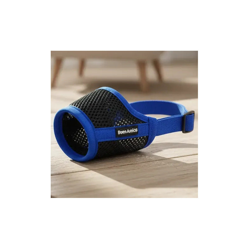 Bozal Para Perro Acolchado Suave Con Correa Ajustable Negro-variado Talla L