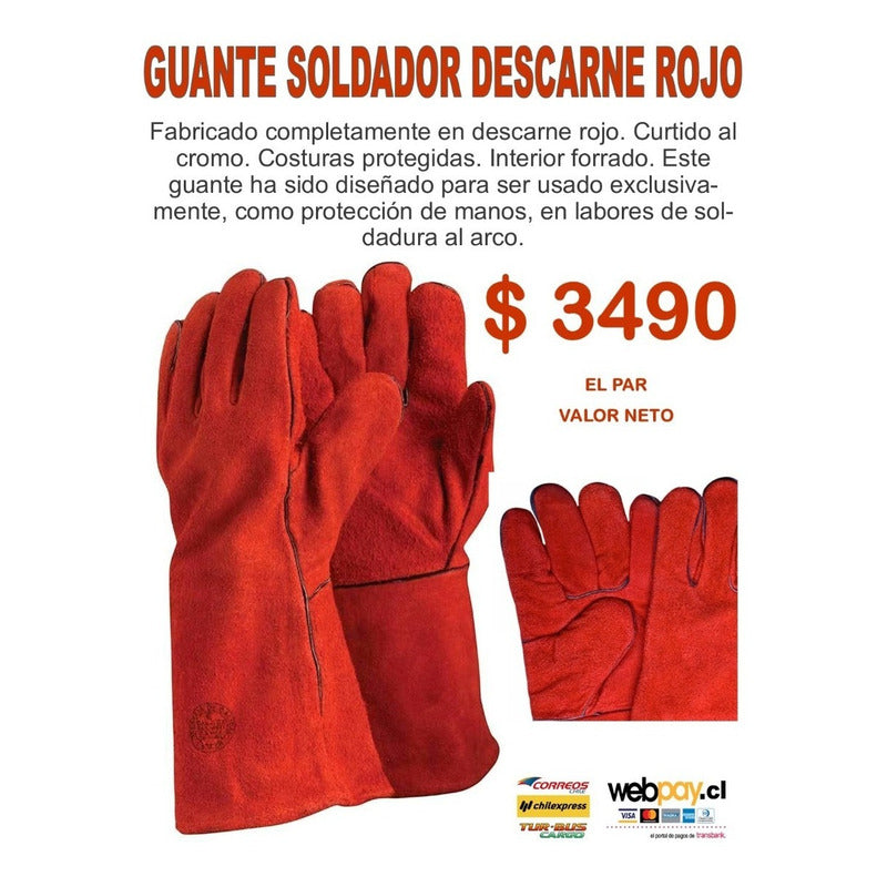 Guantes Descarne Soldador Rojo