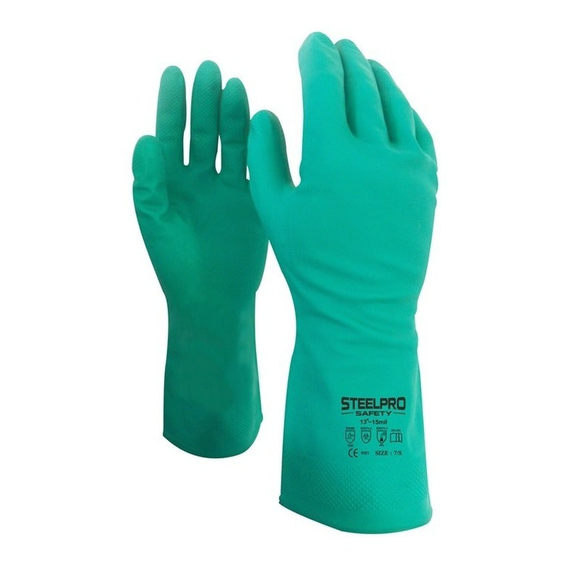 Guante Nitrilo Verde Flocados (x 10 Pares)