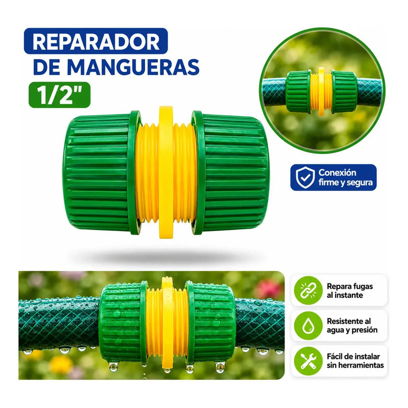 Unión Reparador Manguera 1/2 Hoffens Verde Acople Rápido