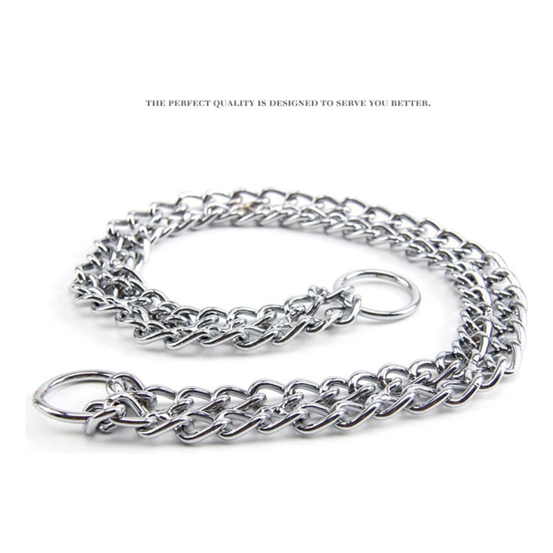 Collar De Adiestramiento Doble Canino Cromo Tamaño 60cm