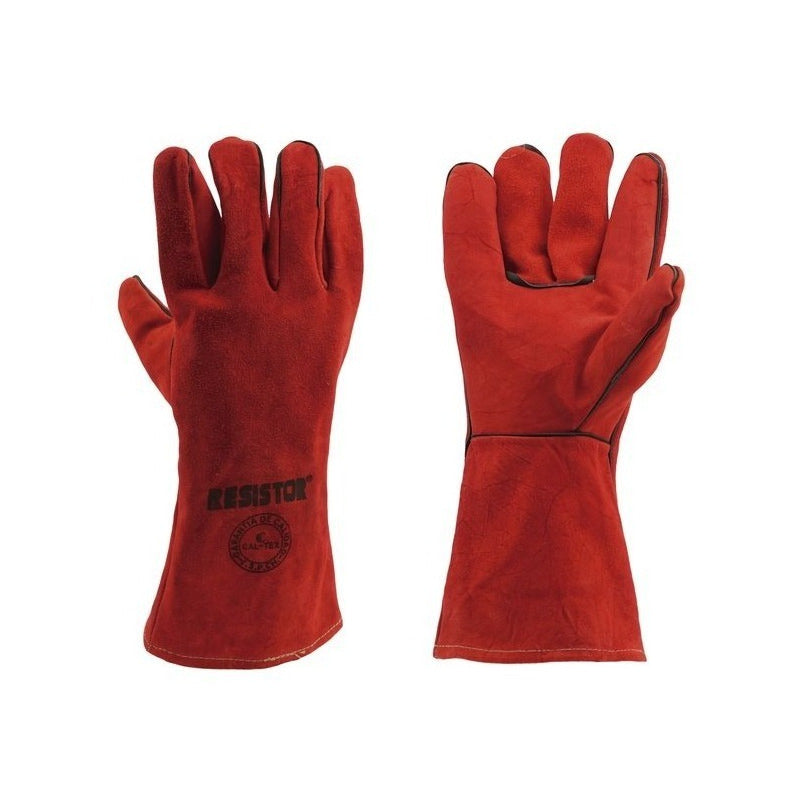 Pack Coleto Cuero + Guante De Soldador Rojo