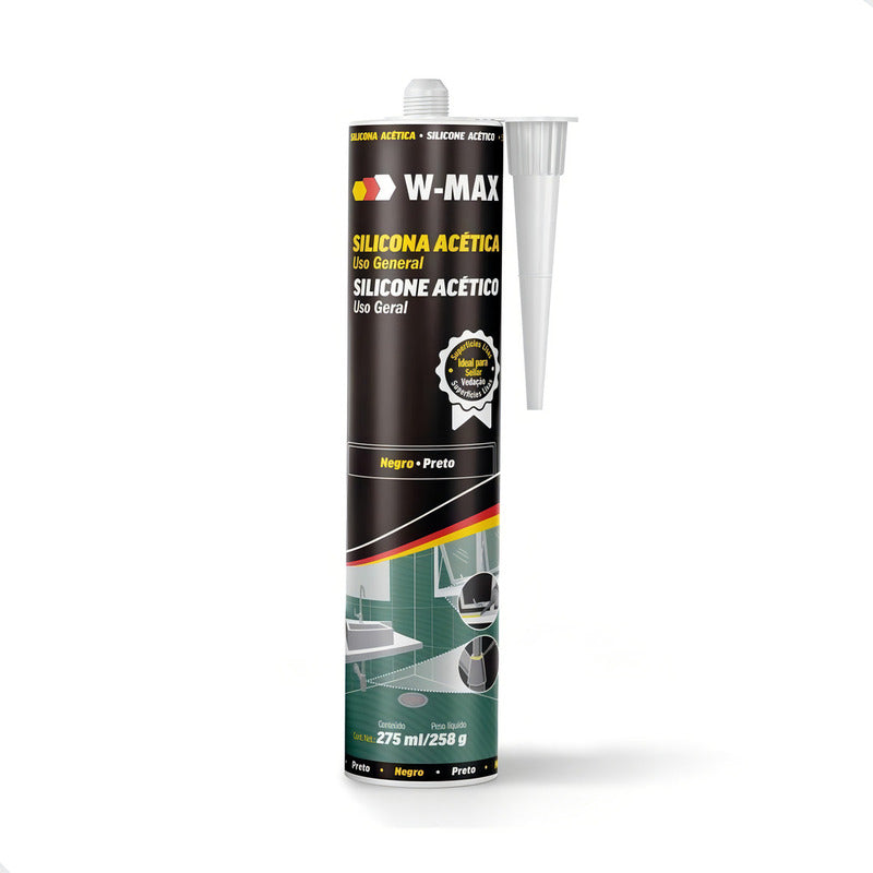 Silicona Acética Para Uso General Negra 275 Ml W-max
