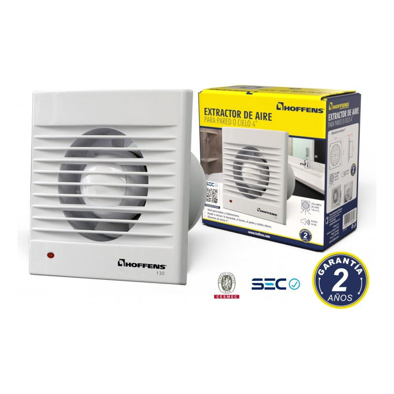 Extractor De Aire Hoffens 4 Pulgadas 130 M3/h, 13w Blanco