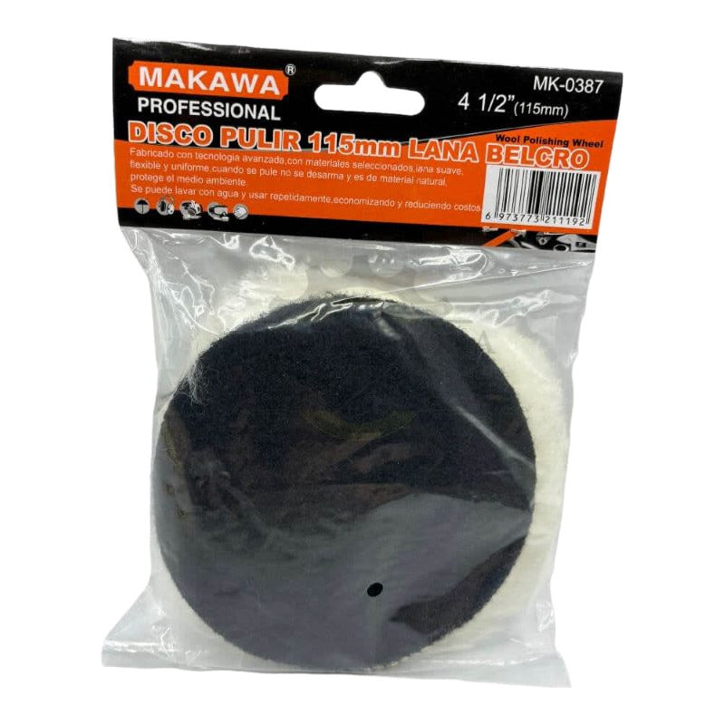 Disco Para Pulir 115mm 4 1/2 PuLG Lana Velcro Makawa Mk-0387