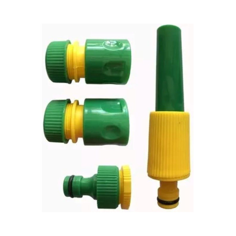 Set Riego Pistola Pitón 5pcs Acoples Rápidos Para Manguera