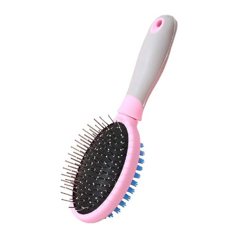 Cepillo Doble Cara Cerdas De Goma Y Metalicas Para Perros