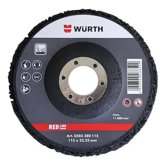 Disco Removedor De Pintura De Nailon Wurth, 115 Mm X 22 Mm, Color Gris