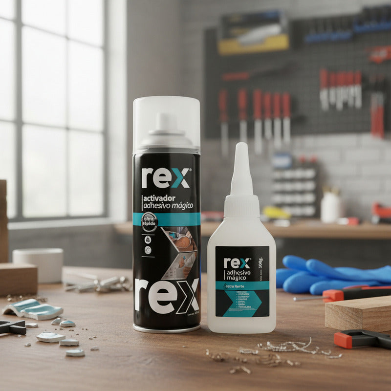 Adhesivo Mágico  Seca En 9 Segundos 100gr + 400ml Rex Blanco Blanco
