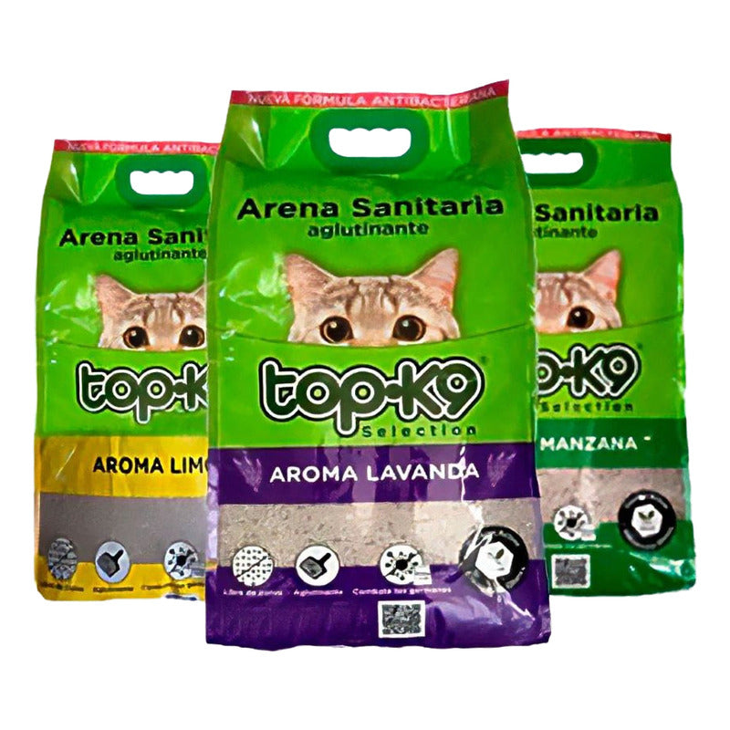 10 Kg Arena Sanitaria Aglutinante Topk9 Manzana