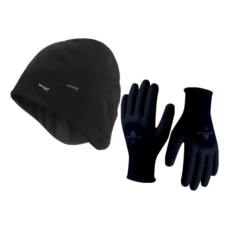 Set Calentador Gorro Y Guantes Térmicos Deltaplus Invierno Negro 9 Térmico
