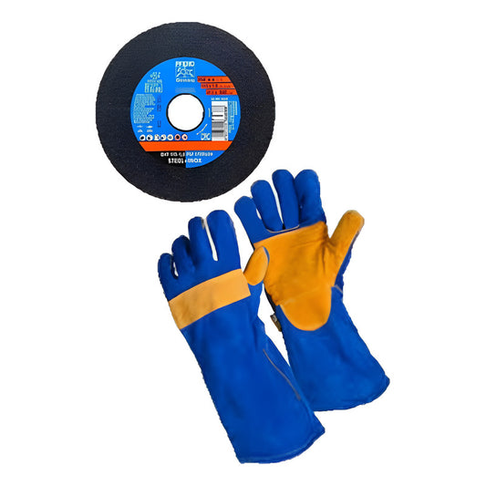 Guante Soldador Azul + Regalo Disco De Corte 4.1/2 -1mm