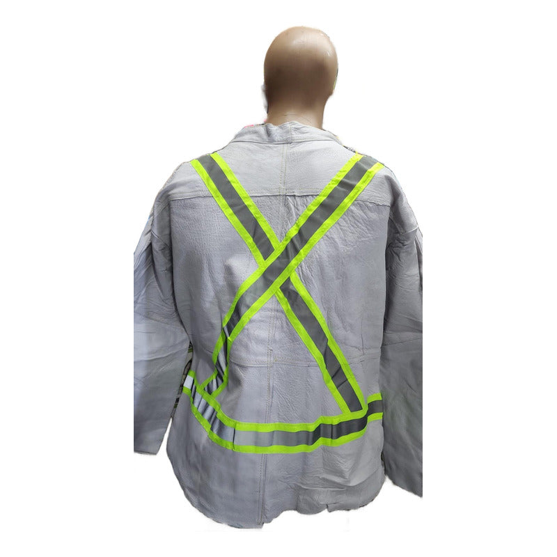 Chaqueta De Cuero Kp C/reflectante Para Soldador