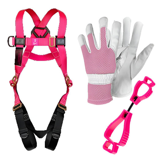 Arnés Completo Color Rosa + Guante Cabritilla Y Portaguante