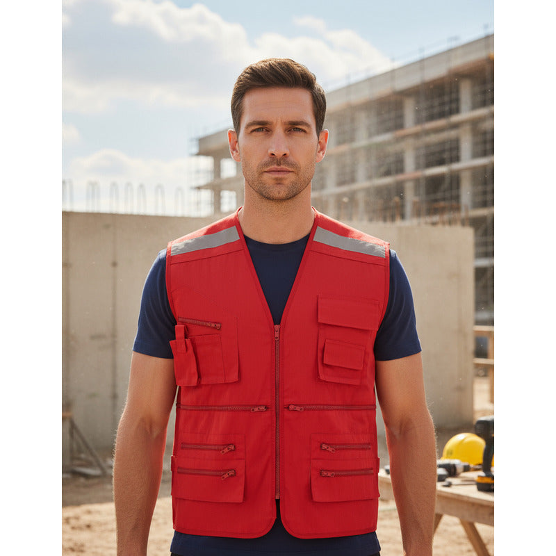 Chaleco Geologo Poplin Rojo
