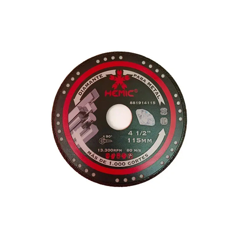 Disco Corte Diamantado Metal Hemic 4 1/2 X 115 Mm Negro