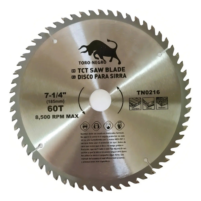 Disco De Corte Sierra Circular Para Madera 60 Dientes 7 1/4 Color Plateado