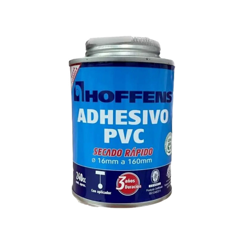 Adhesivo Pvc 240 Cc Secado Rapido Hoffens Con Aplicador
