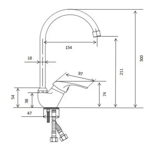 Llave Monomando Lavaplatos Hoffens Acabado Brillante Plateado Brillante