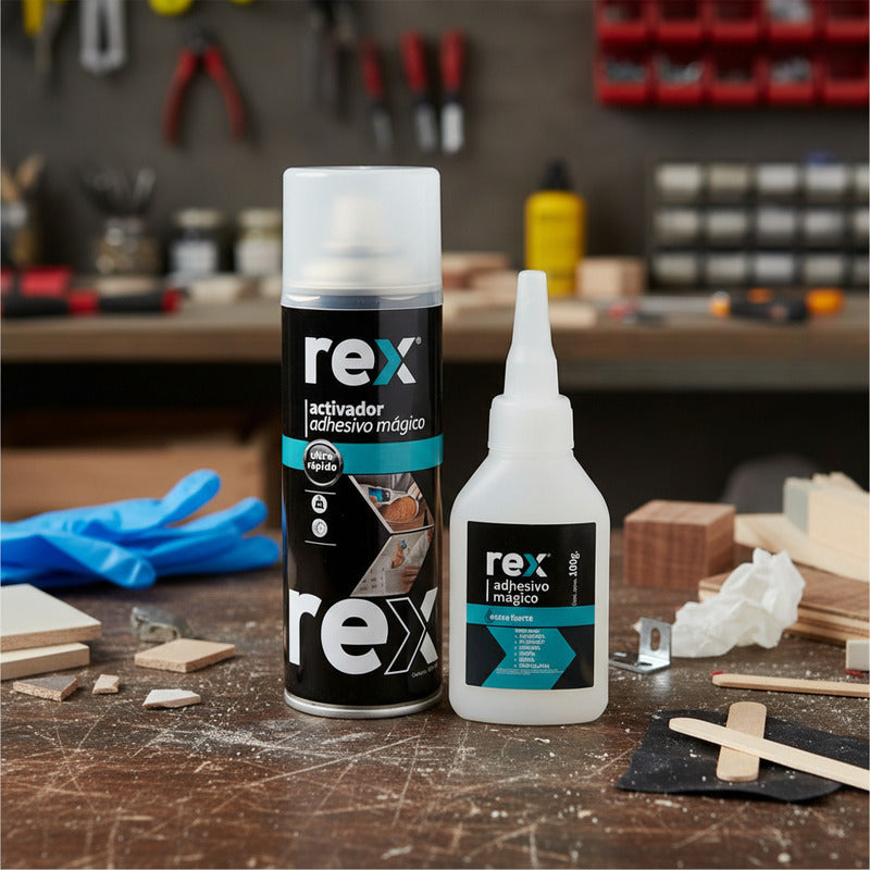 Adhesivo Mágico  Seca En 9 Segundos 100gr + 400ml Rex Blanco Blanco