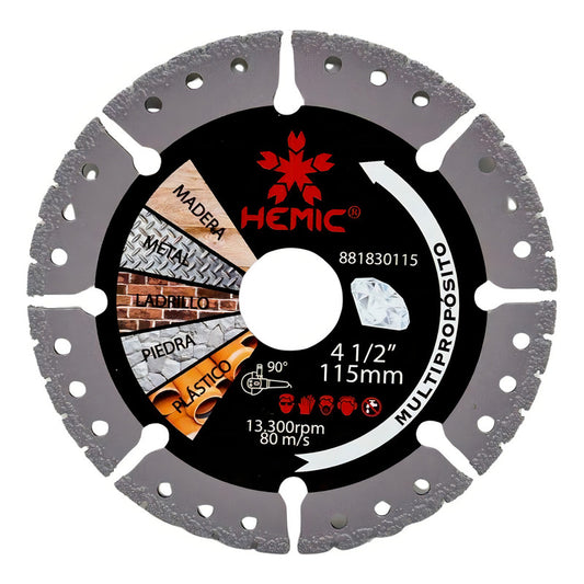 Disco Diamantado Metal/piedra/madera/plastico Hemic 4 1/2 Color Negro