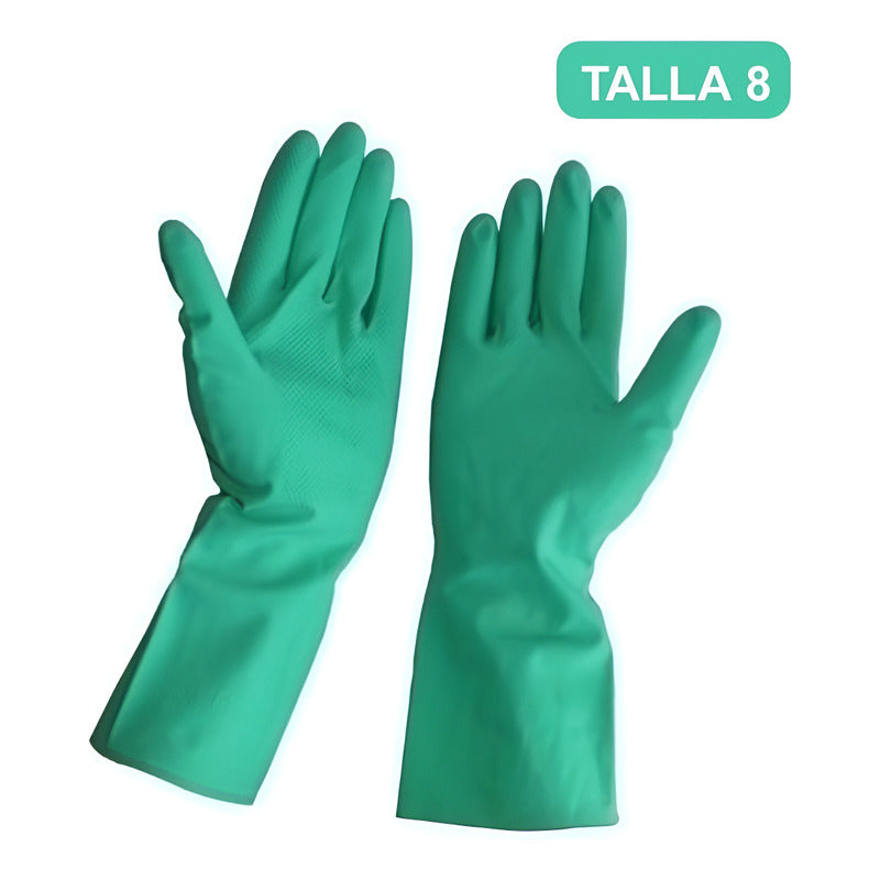 Guante De Nitrilo Flocado Verde Talla 8