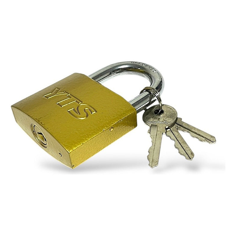 Candado De Seguridad 63mm Yts 3 Llaves Dorado